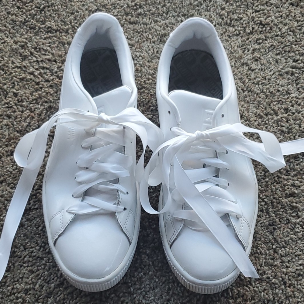 Puma white patent men's sneakers
